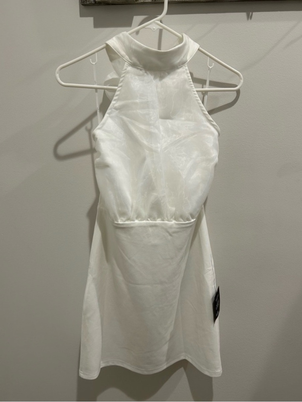 Lulu's Elegant White Halter Backless Dress